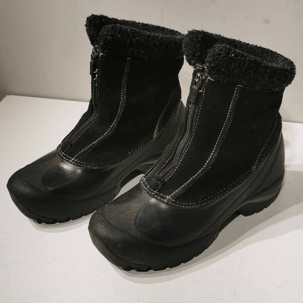 Sorel Snow Angel Boots Thinsulate Women's 7 Black Faux Fur Lined Zip Ankle Top